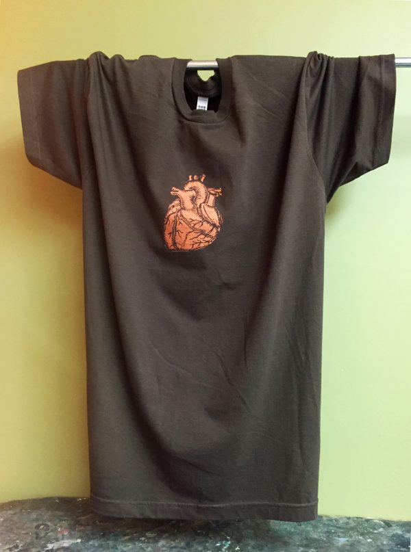 Anatomical heart on brown