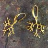 Neuron earrings, gold