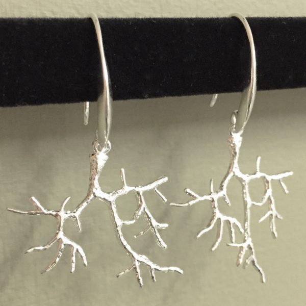 Neuron earrings, silver